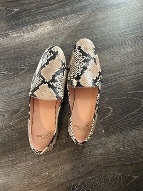 J. Crew Snake-Print Loafers in Beige and Black